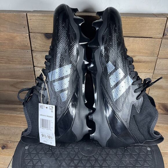 Adidas Adizero Mens Size 9.5 Black Lace Up Athletic Cleats Sneakers New In Box - Picture 8 of 11